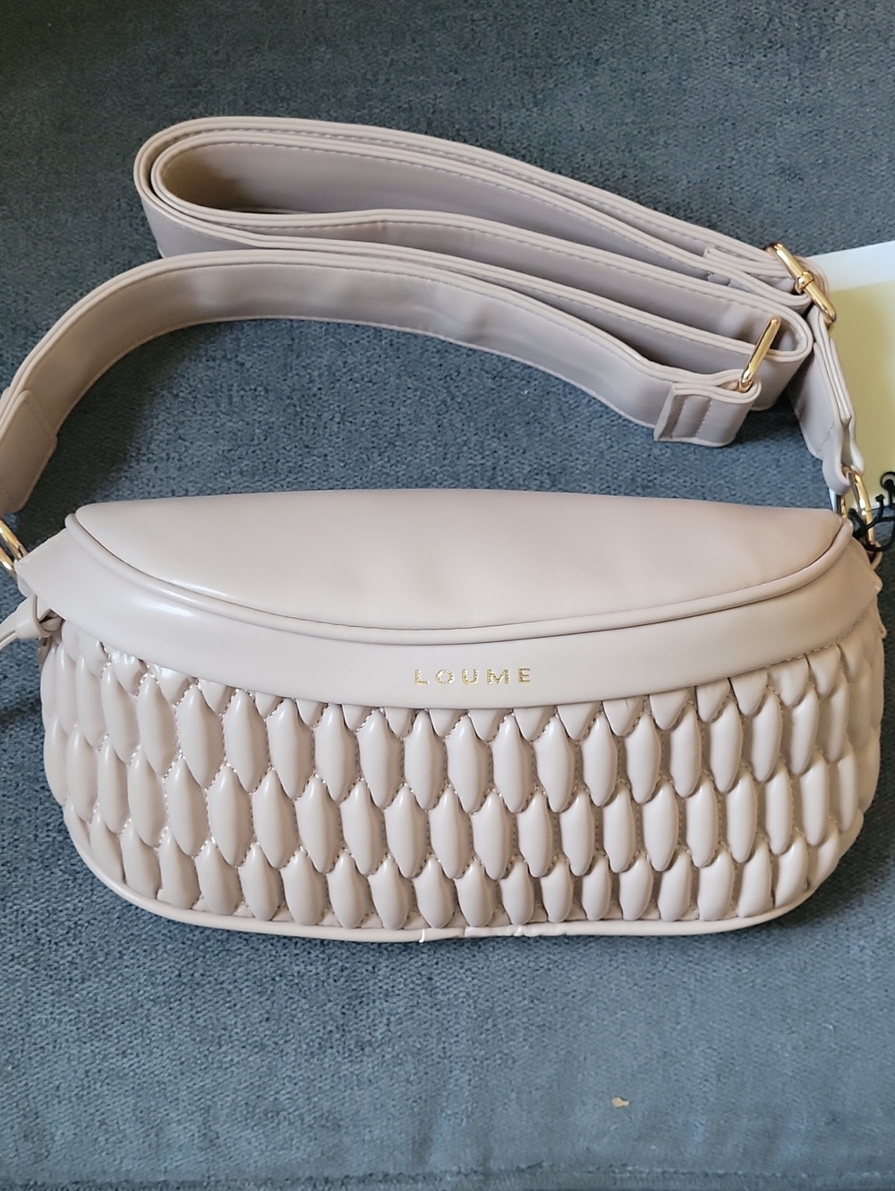 Loume Light Taupe Quilted Fanny Pack NWT